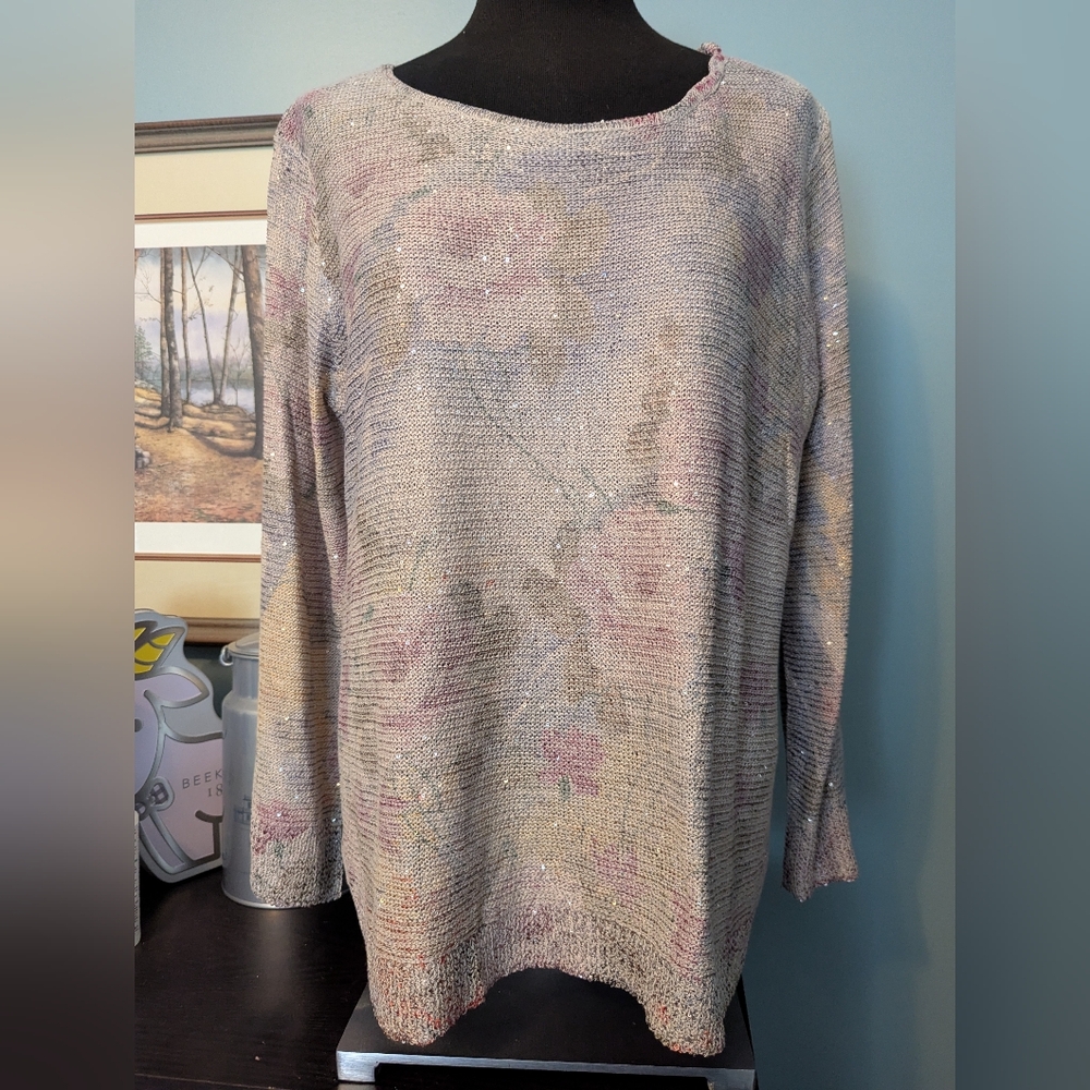 Sioni Women's floral sweater tunic, XL